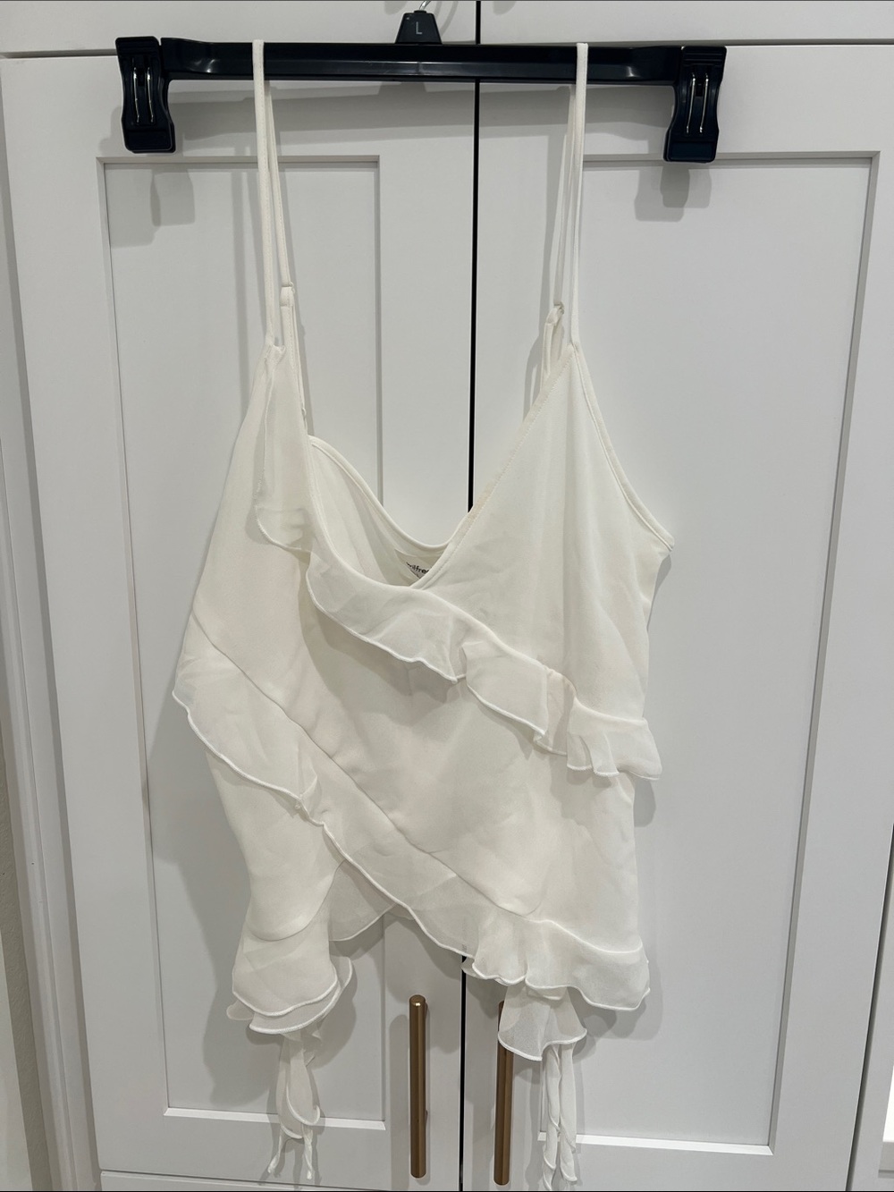 Aritzia White Ruffle Camisole Top